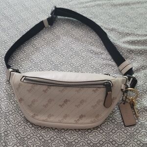 Coach Cream and White Belt Bag